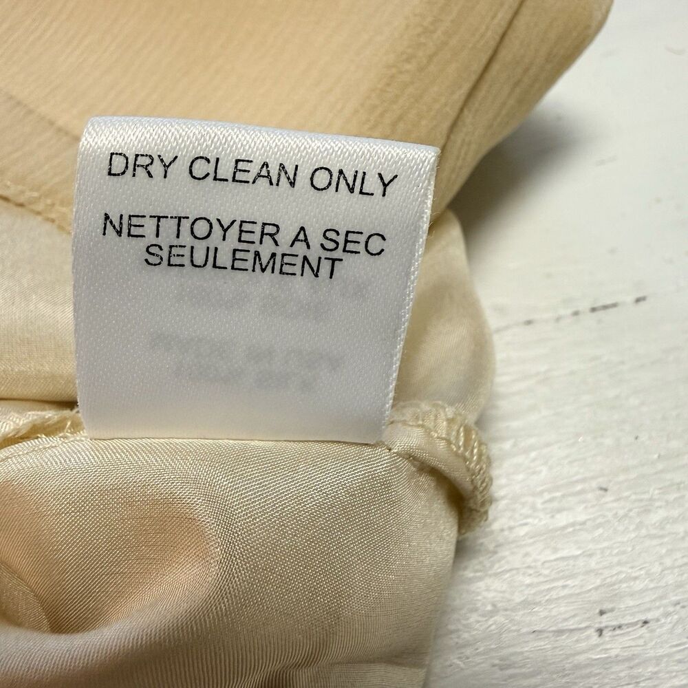 Nanette Lepore VTG Blouse 0 100% Silk Crinkle Cream Victorian Ruffle Fitted Zip - Picture 12 of 16